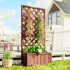 Outsunny Wooden Raised Garden Bed, Raised Planter Box, Planter with Trellis for Climbing Plants Flowers - 3 of 4
