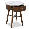 Poly & Bark Andover Side Table Walnut: Antique Brass Pull, Rubberwood, Marble Top, Storage - 2 of 4