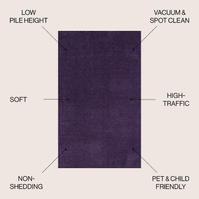 Haze Solid Purple 3' x 5' Easy Care Synthetic Area Rug