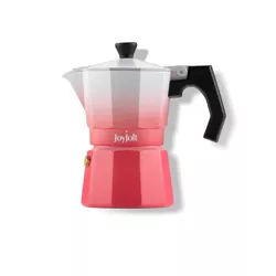 JoyJolt Italian Moka Pot 3 Cup Stovetop Espresso Maker Aluminum Coffee Percolator Coffee Pot Pink