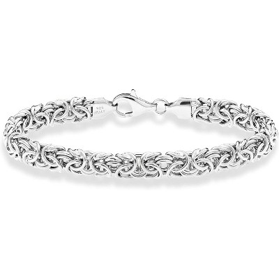 Italian 925 Sterling Silver Byzantine Bracelet, Handmade Intricate Link Chain Jewelry for Women