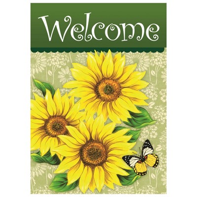 Northlight Welcome Sunflowers And Butterfly Spring Outdoor Garden Flag ...