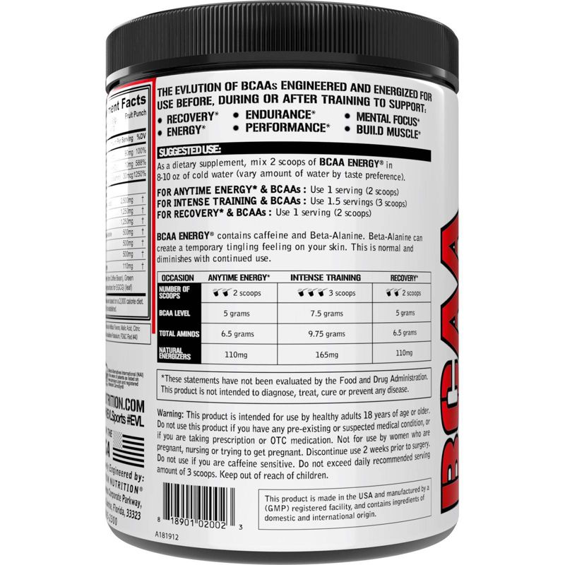 EVLution Nutrition BCAA Energy Saving 30 Servings Powder - Fruit Punch - 10.16oz, 5 of 6