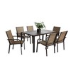 7-Piece Outdoor Patio Steel Dining Set with 59" Rectangular Table and 6 Textilene Stackable Chairs - 2 of 4
