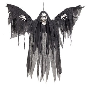 Morris Costumes 3 ft Hanging Animated Winged Reaper - Gray - 1 of 1