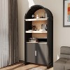 71in Tall Arched Bookcase,5 Tier Bookshelf,Arched Display Storage Cabinet with Fluted Doors Open Display Shelves for Office Dining Living Room - 2 of 4