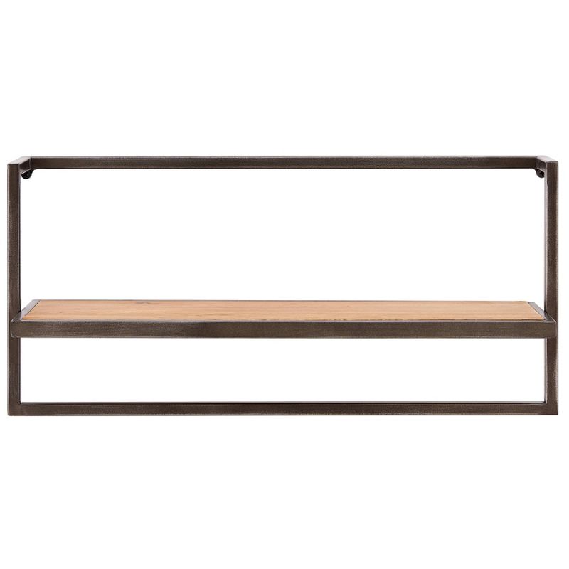 17&#34; x 7.9&#34; Floating Industrial Wood Wall Shelf with Metal Towel Bar Black - Danya B., 3 of 11