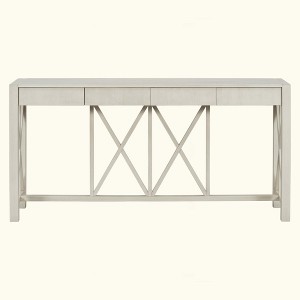 KIGFTSOD Acacia Veneer Console Table with 4 Spacious Drawers & Crisscross Design, Open Storage for Farmhouse Living Room, Kitchen, Hallway - 1 of 4
