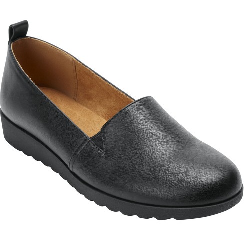 Comfortview Women's Wide Width The June Slip On Flat - 8 W, Black : Target