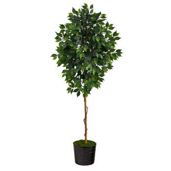 74” Bamboo Artificial Tree in Metal Planter