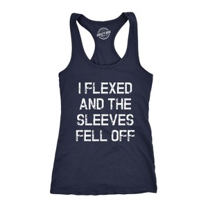 Womens I Flexed and the Sleeves Fell Off Tank Top Funny Sleeveless Workout Tee - Crazy Dog Women's Tank Top - 1 of 4