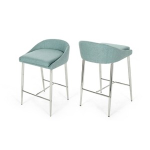 Set of 2 Bandini Modern Upholstered Counter Height Barstools - Christopher Knight Home - 1 of 4