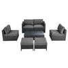 Tangkula 6PCS Patio Rattan Furniture Set Outdoor All Weather Wicker Conversation Set w/Cushioned Ottoman & Coffee Table - 2 of 4