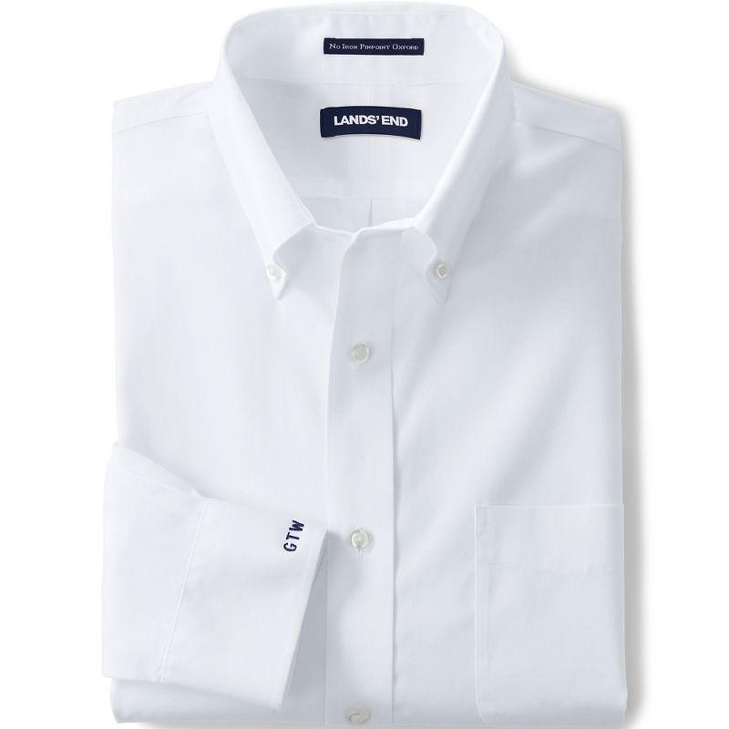 Lands' End Men's Traditional Fit Solid No Iron Supima Pinpoint Buttondown Collar Dress Shirt, 4 of 6
