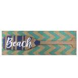 Northlight Aqua Blue Chevron Burlap with “Beach” Wood Look Oar Linen Wall Art 24”
