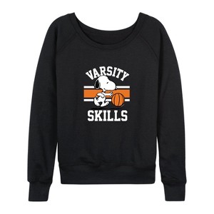 Women's - Peanuts - Athletic Snoopy Lightweight French Terry Wide Neck Long Sleeve Shirt - 1 of 4