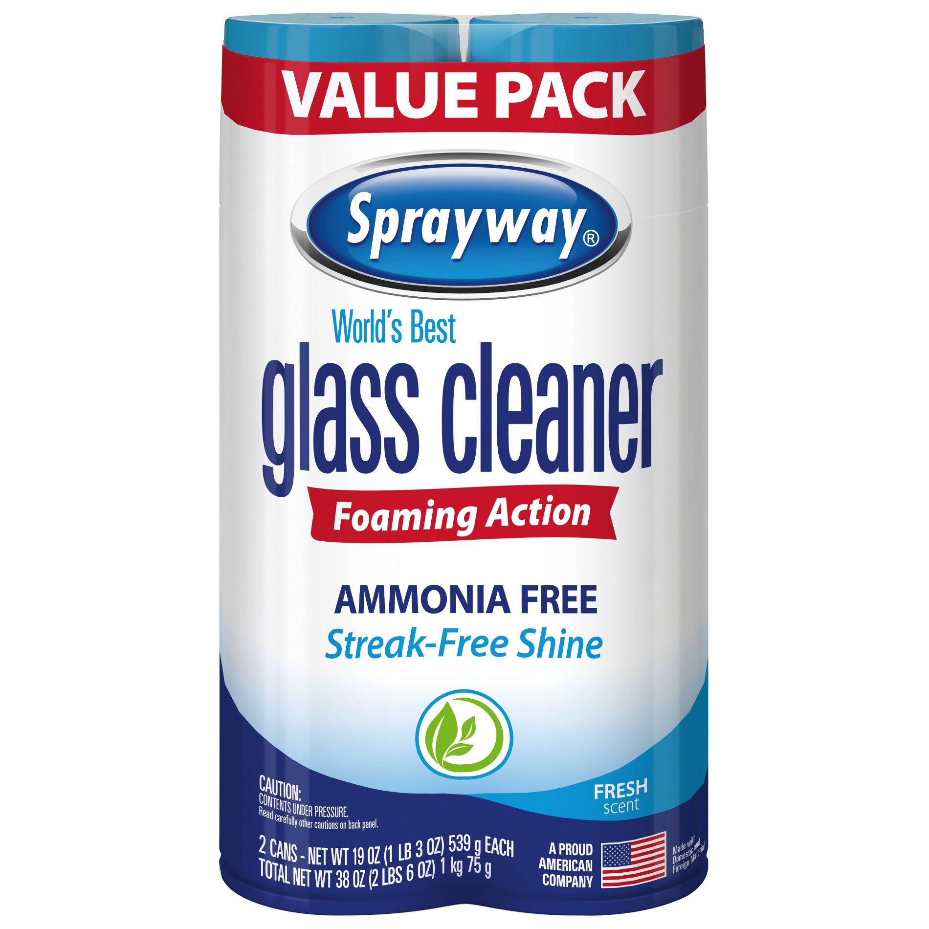 Sprayway Glass Cleaner Ammonia Free Aerosol - 19oz/2pk