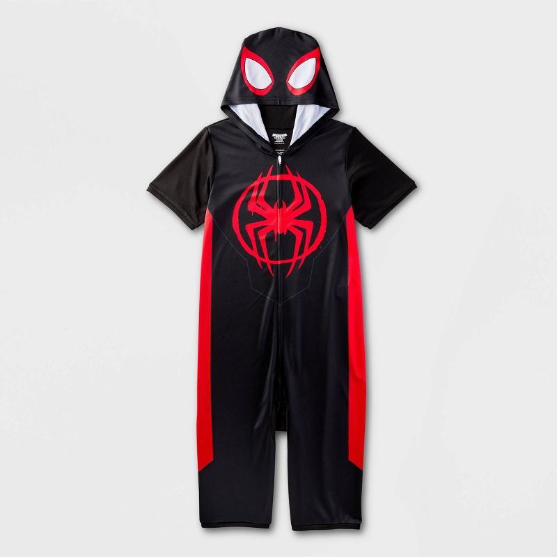 Boys&#39; Spider-Man: Miles Morales Sleep Pajama Romper - Black, 1 of 4