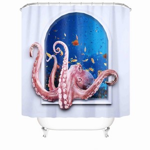 Squid In The Window Shower Curtains for Bathroom Waterproof Fabric Bath Curtain Durable Soft Stylish Bathroom Decor 72x72 Inch - 1 of 1
