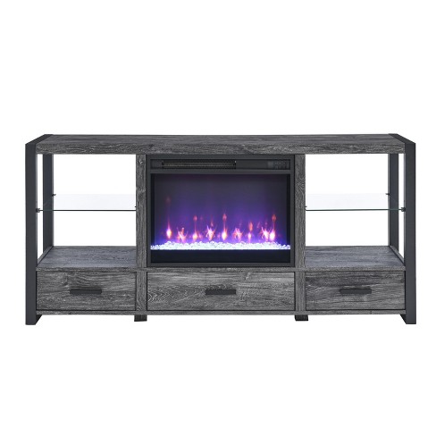 NicBex 3 Drawers Fireplace TV Stand Modern Farmhouse Entertainment Center with 24 Inch Electric Fireplace & Side Lights - image 1 of 4