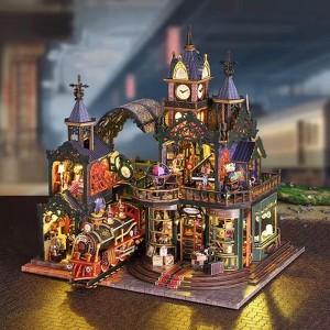 Wizardi Railway City Dollhouse Kit - Miniature Wizardi Roombox Kit