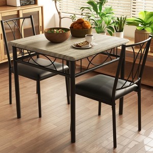 3-Piece Dining Table Set for 2, Square Space-Saving Kitchen Table & 2 Chairs for 2 - 1 of 4