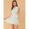 Allegra K Women's Summer Floral Ruffle Sleeveless Tie Neck Chiffon Flowy Mini Dress - 2 of 4