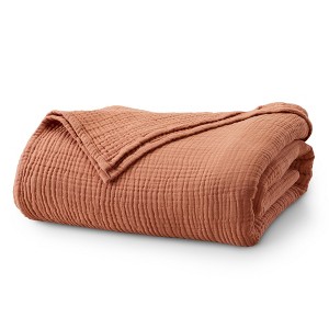 Market & Place 100% Cotton Muslin Bed Blanket - 1 of 4