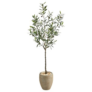 Nearly Natural 5.5’ Olive Artificial Tree in Sand Colored Planter - 1 of 1