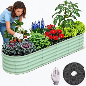 Raised Garden Bed, 8x2x1ft Large Outdoor Planter Box, Galvanized
