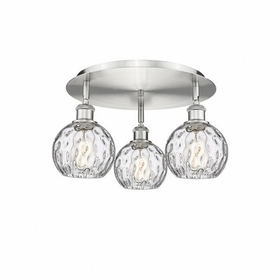 Athens Water Glass - 3 Light Flush Mount In Industrial Style-8.63 Inches Tall and 17.63 Inches Wide