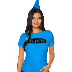 Crayola Adult Crayon Headband and Sticker Costume Accessory Kit Blue OSFM - 1 of 1