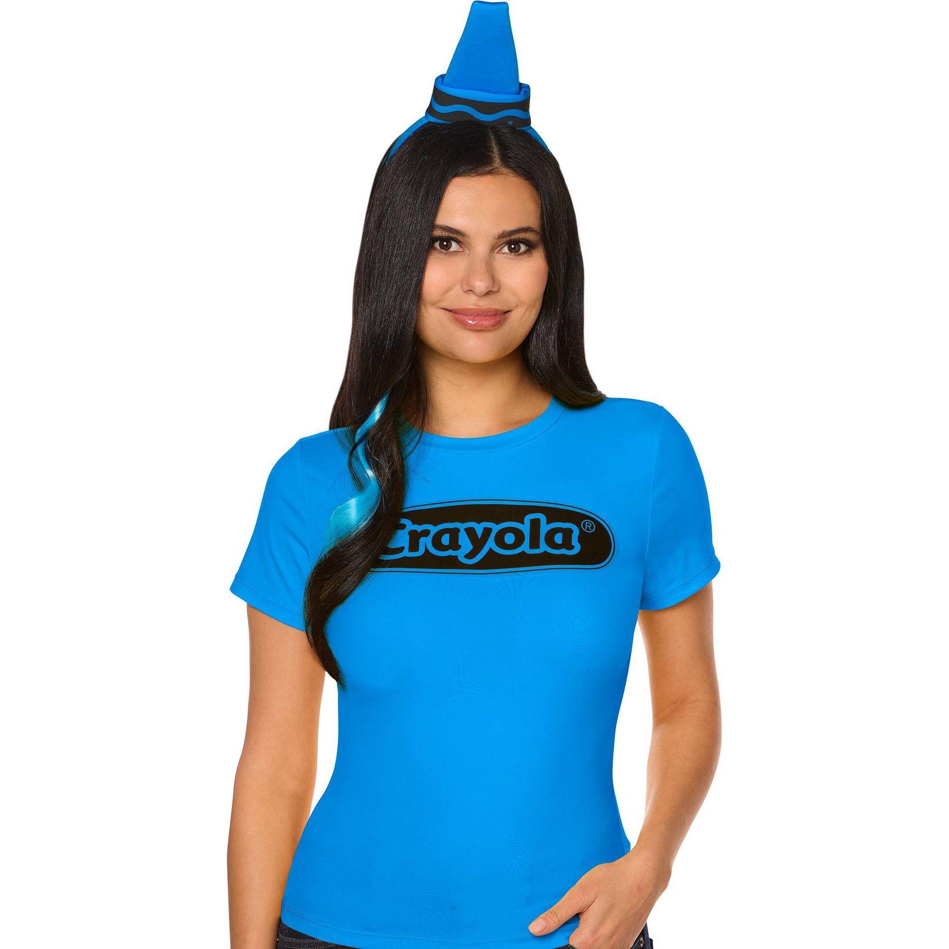 Crayola Adult Crayon Headband and Sticker Costume Accessory Kit Blue OSFM
