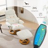 Oversart 010-Ergonomic Recliner Chair With Ottoman, Modern 360¡ã Swivel Lounge Chair With Footstool, Chenille Fabric, White - 3 of 4