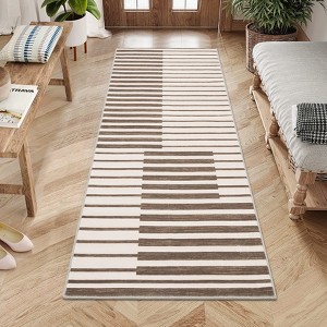 Machine Washable Boho  Rugs for Bedroom Under Dining Table - Non-Slip Neutral Morden Indoor Floor Carpet for Home Office - 1 of 4