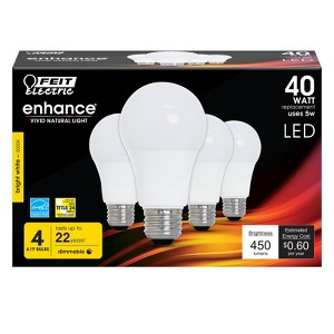 Feit Electric Enhance A19 E26 (Medium) LED Bulb Bright White 40 Watt Equivalence 4 pk - 1 of 1