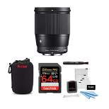 Sigma 16mm f/1.4 DC DN Contemporary Lens for Sony with Accessory Bundle