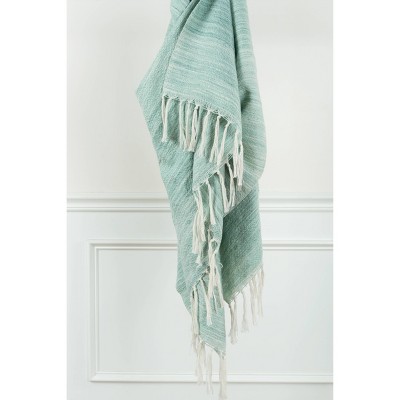 50"x60" Stripe Throw Blanket Aqua - Rizzy Home