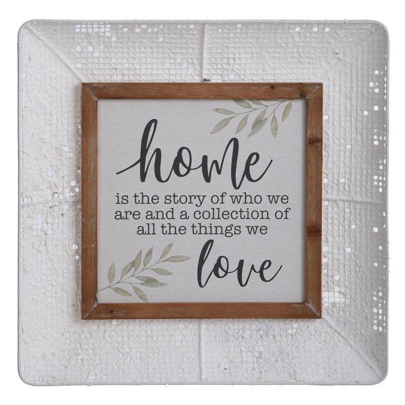 Metal Home Story Vintage Design Tray Hanging Printed Sentiment Framed Wall Canvas - StyleCraft, 1 of 8