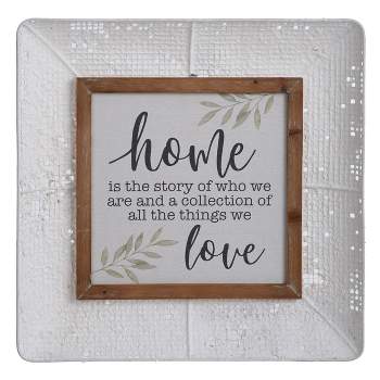Metal Home Story Vintage Design Tray Hanging Printed Sentiment Framed Wall Canvas - StyleCraft