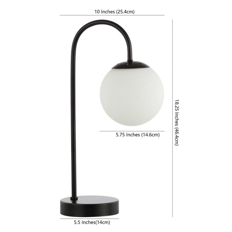 18.25&#34; Iron and Glass Arco Minimalist Mid Century Globe Table Lamp (Includes LED Light Bulb) Black - Jonathan Y, 5 of 6