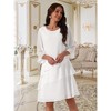 INSPIRE CHIC Women's Round Neck Semi Sheer 3/4 Bell Sleeve Asymmetrical Layered Tiered Midi Dress - 3 of 4