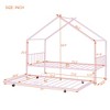 Full/Twin Size House-Shaped Metal Platform Bed Frame with Twin Size Trundle Bed/ Drawers 4S -ModernLuxe - image 3 of 4