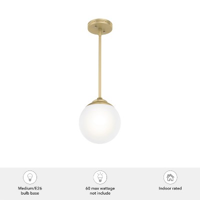 Modern Brass and White Glass Mini Globe Pendant Light