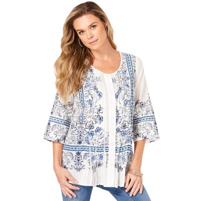 Roaman's Women's Plus Size Monique Printed Big Shirt