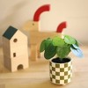 Luckygreenery Checker Planter with Faux Pilea Greenery Olive/Stucco - 3 of 3