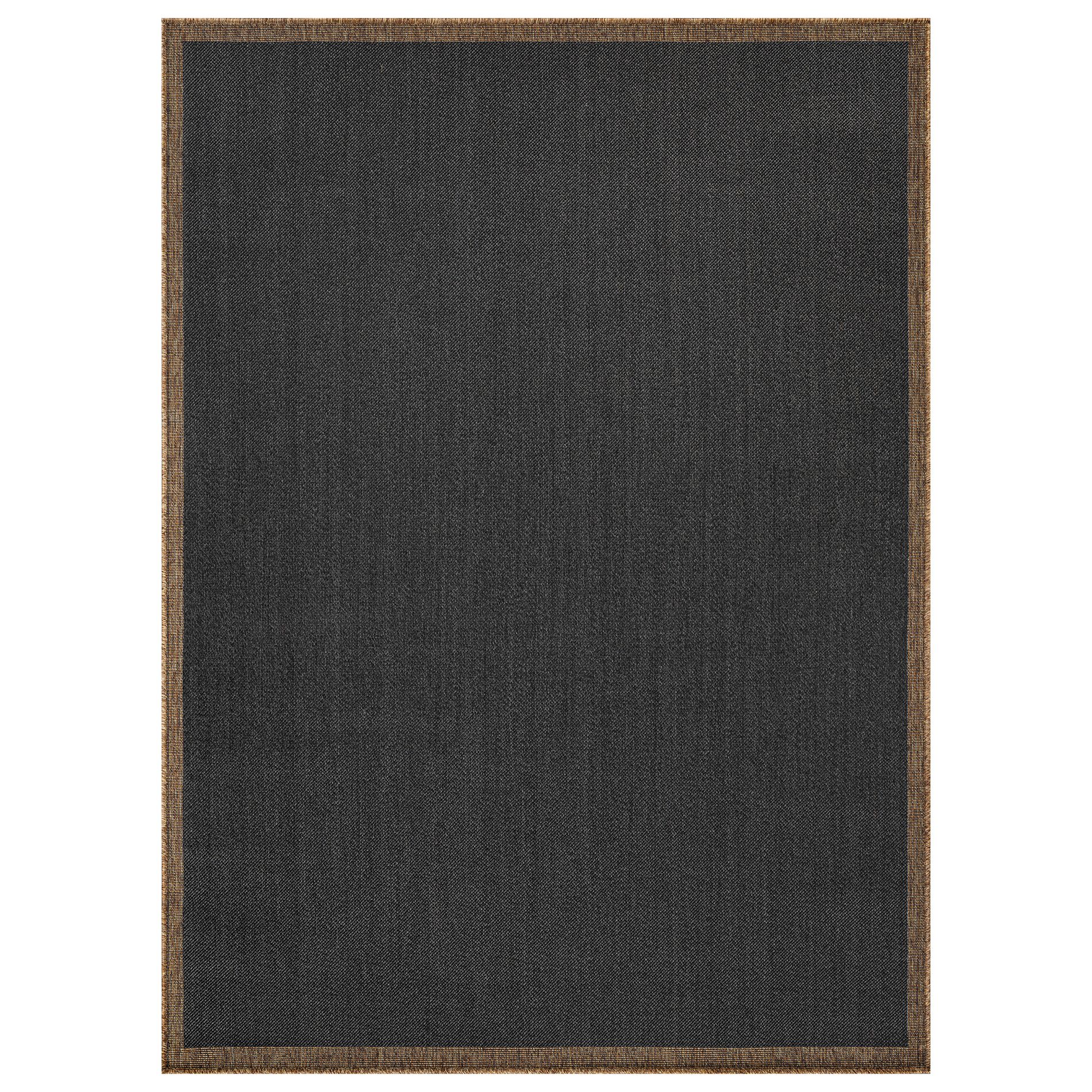 World Rug Gallery Border Indoor/Outdoor Flat Woven Area Rug - Natural Jute-Style, Easy-Care Patio Rug for Backyard Porch Deck Balcony - Sand/Natural