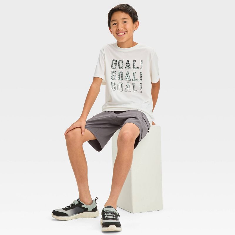 Boys' Short Sleeve 'Goal' Graphic T-Shirt - All In Motion™ White, 4 of 5