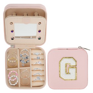 Unique Bargains Letter G Travel Jewelry Box Pink 1 Pc : Target