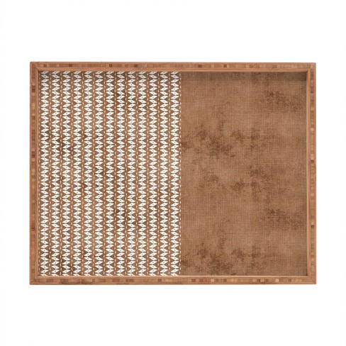 Sheila Wenzel-Ganny Two Toned Tan Texture Rectangular Bamboo Tray - Deny Designs - image 1 of 2